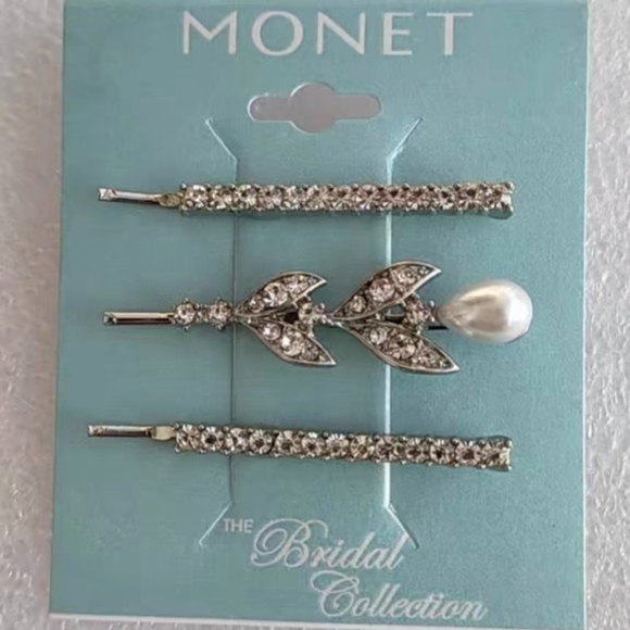 NWT Monet The Bridal Collection Hair Clips - Picture 2 of 8